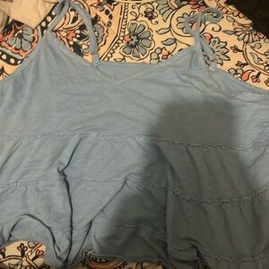 American eagle blue ruffle top